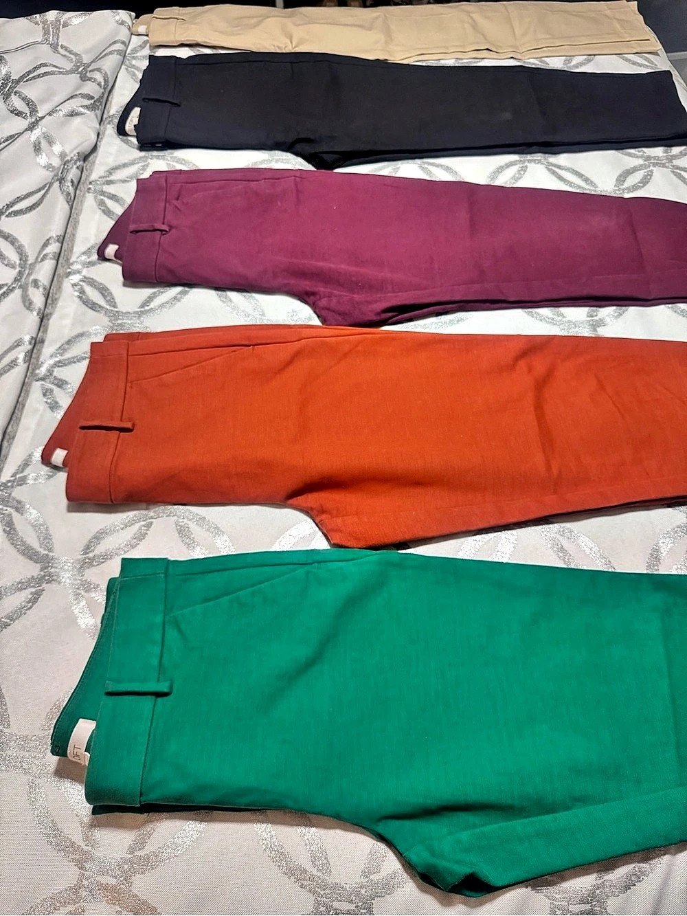LOFT Cropped Straight Leg Pants in Orange, Green, Beige, Burgundy, & Black. (5)